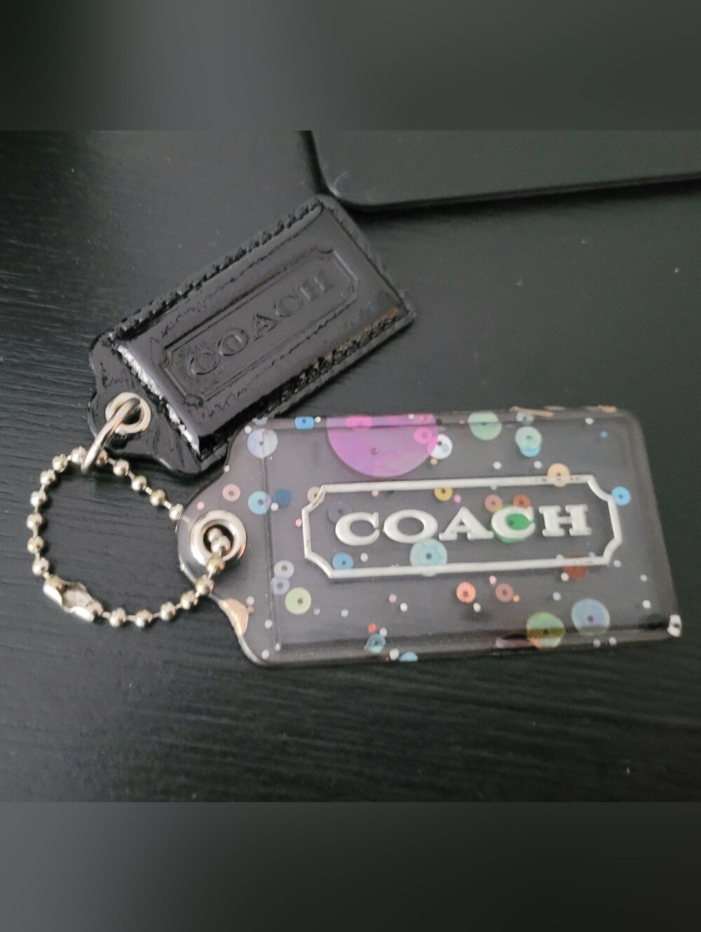 Coach Clear Acryllic Sequin Hang Tag Set